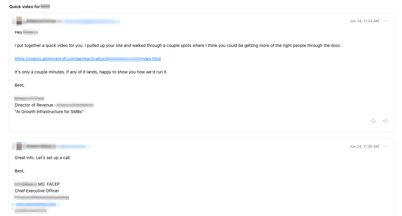Positive reply from a prospective client interested in the outreach system