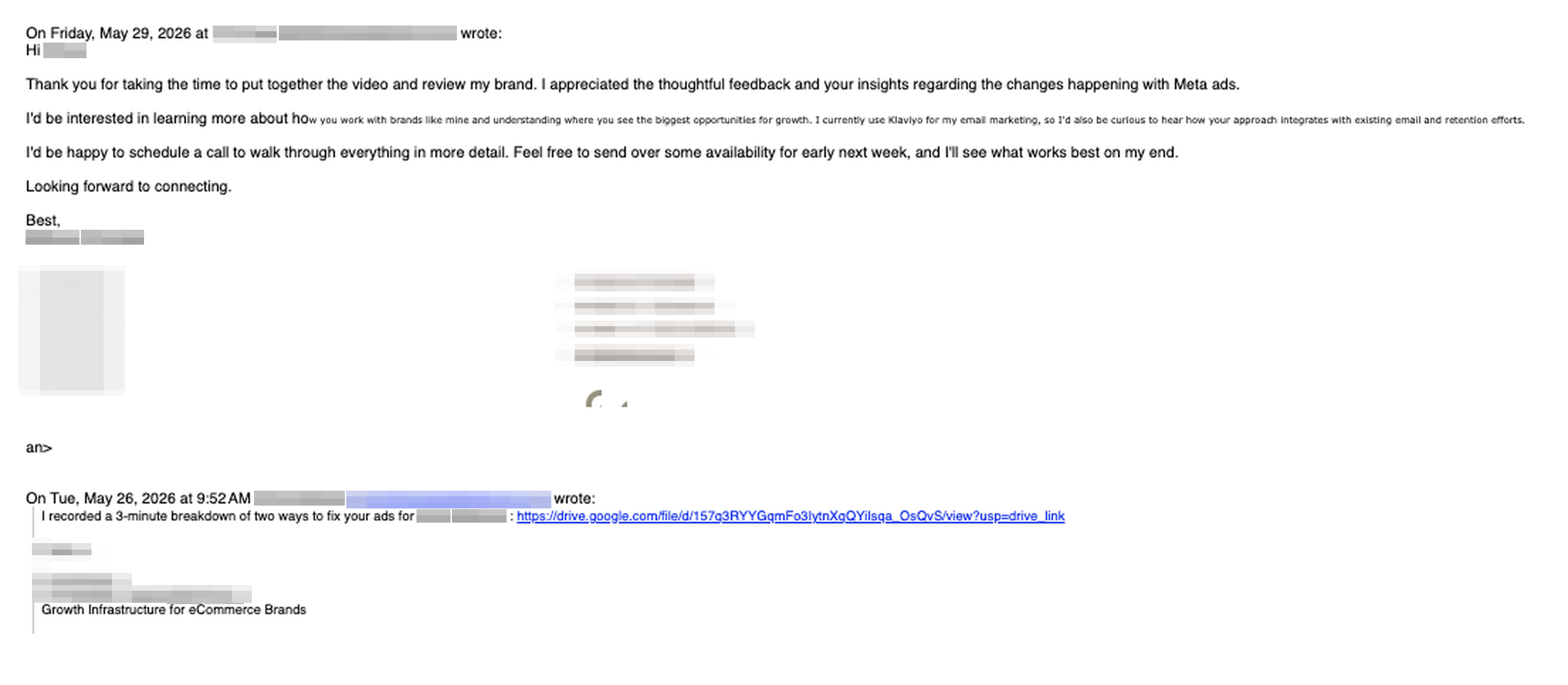 Prospect replies to a personalized video, interested and wants to schedule a call